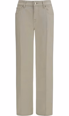 Beige Cotton Straight-Leg Jeans
