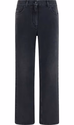 Black Cotton Straight-Leg Jeans