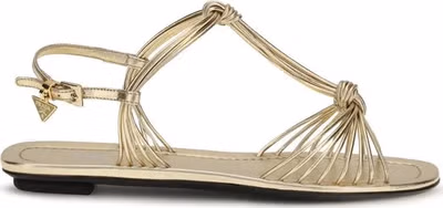 Gold Calf Leather Bos Taurus Flat Sandals
