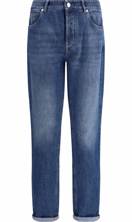 Brunello Cucinelli Blue Cotton Straight-Leg Jeans
