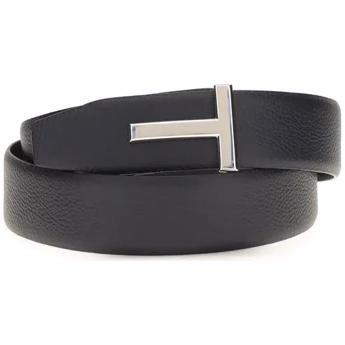 Tom Ford Black Calf Leather Bos Taurus Belt