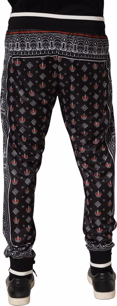 Dolce & Gabbana Black Bandana Crown Jogger Men Trouser Pants
