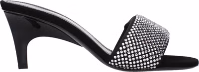 Black Fabric Stiletto Heel Sandals