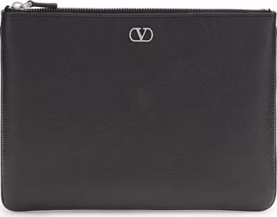 Black Calf Leather Bos Taurus Clutch Bag
