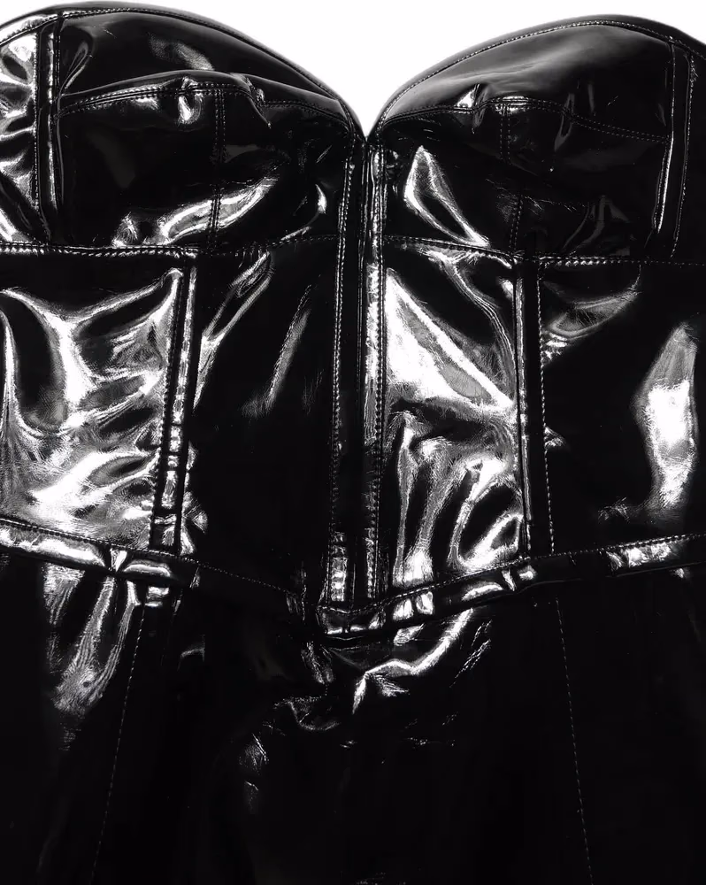 Dolce & Gabbana Black Patent Leather Corset Style Mini Dress