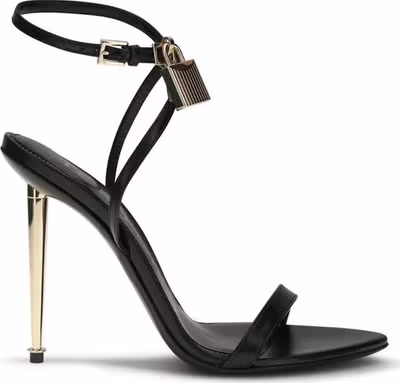 Black Goatskin Stiletto Heel Sandals