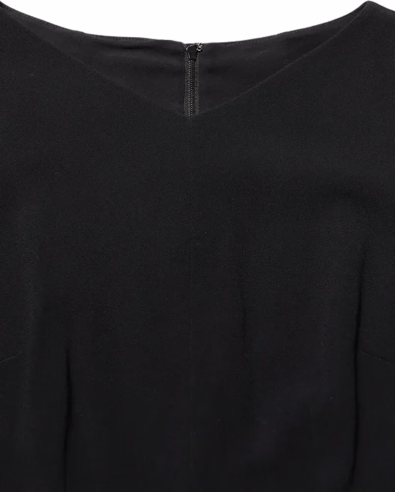 Dolce & Gabbana Black Viscose Short Sleeve A-line Midi Dress