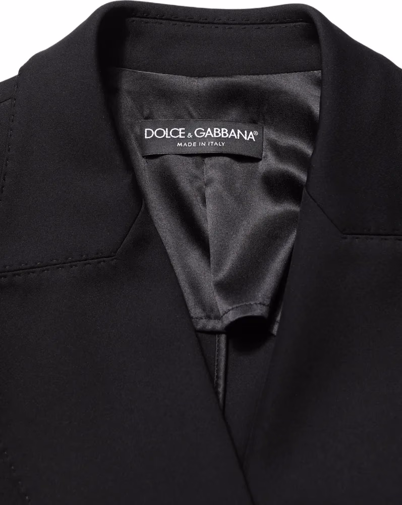 Dolce & Gabbana Black Double Breasted Crepe Blazer Jacket