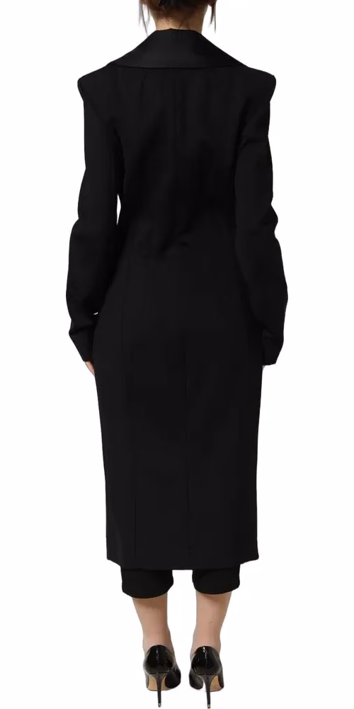 Dolce & Gabbana Black Nylon Double Breasted Coat Jacket