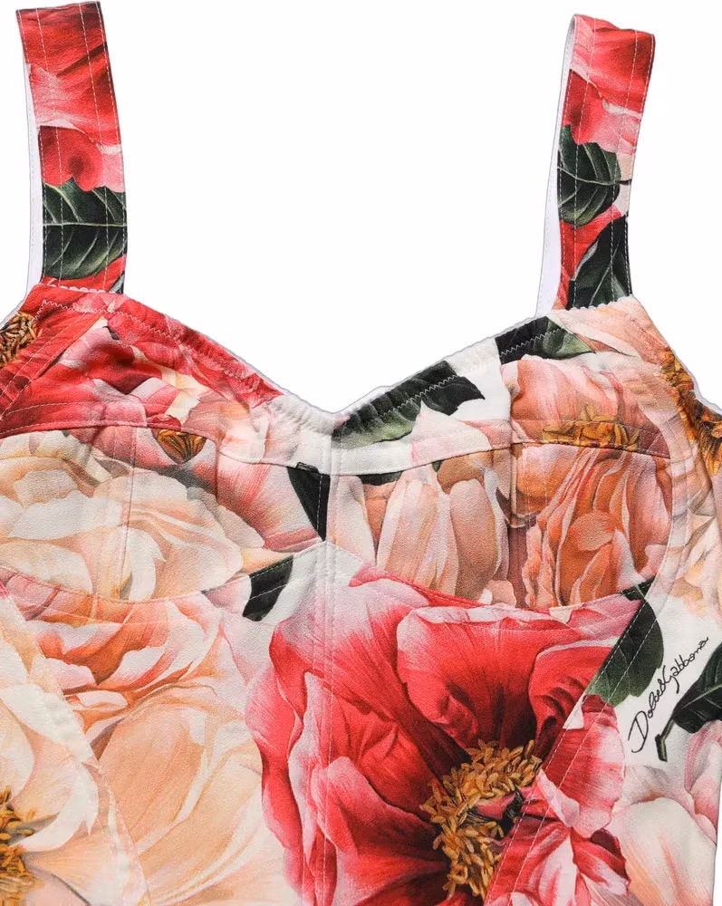 Dolce & Gabbana Multicolor Floral Cropped Bustier Tank Top