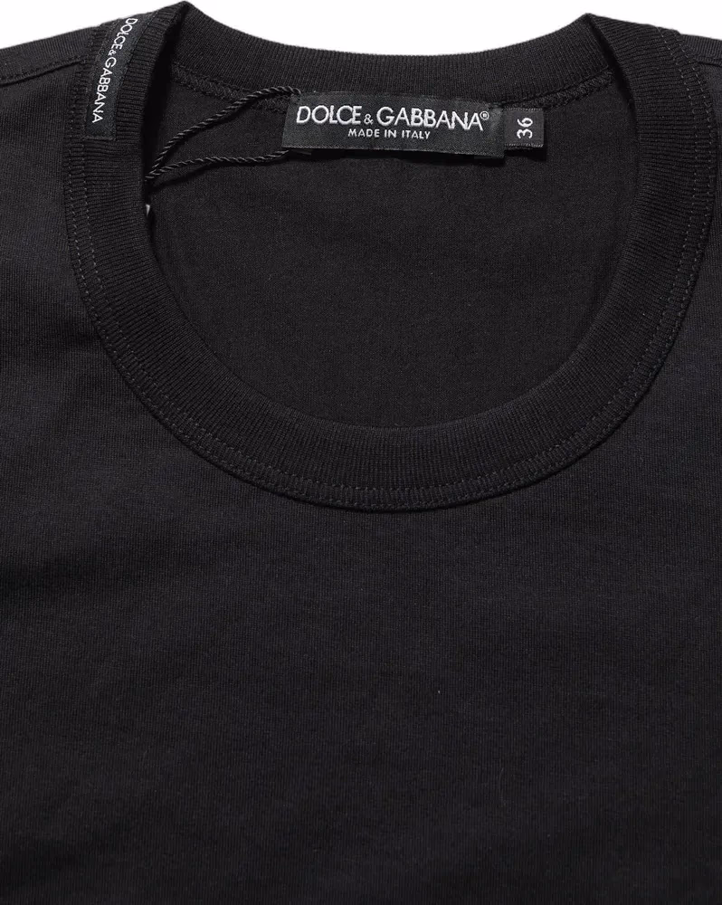 Dolce & Gabbana Black Cotton Short Sleeves Crew Neck T-shirt