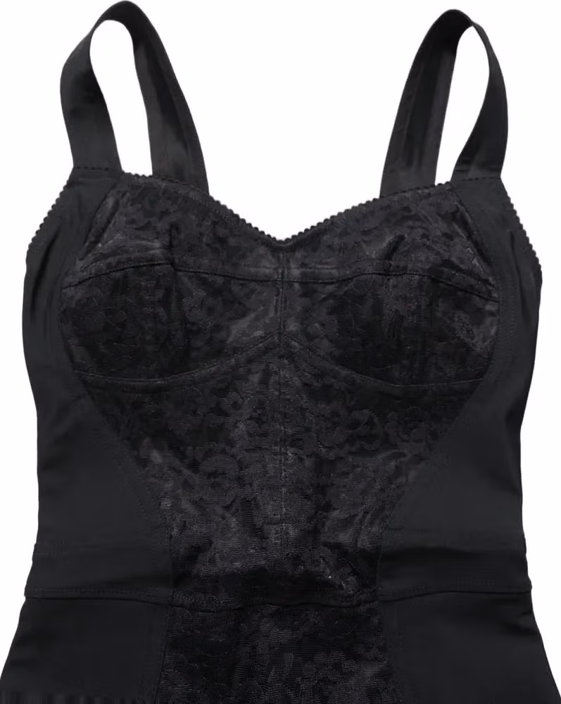 Dolce & Gabbana Black Floral Lace Corset Bodycon Bodysuit