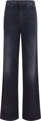Black Cotton Straight-Leg Jeans