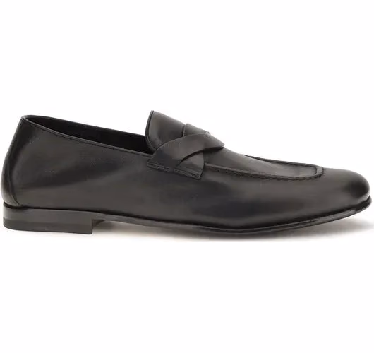 Tom Ford Black Calf Leather Bos Taurus Slip-On Loafers