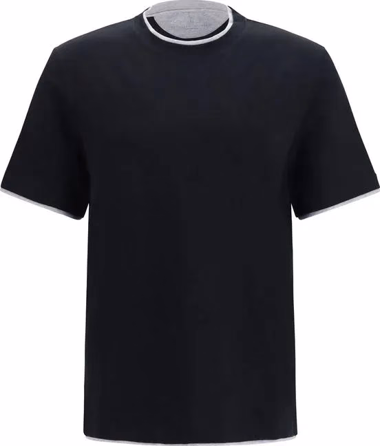 Brunello Cucinelli Black Cotton T-Shirt
