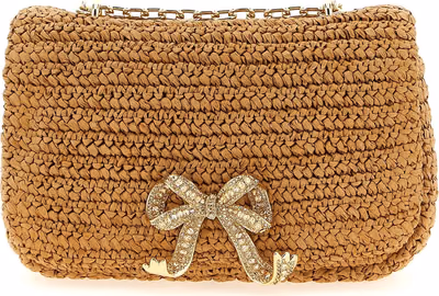 Beige Raffia Shoulder Bag