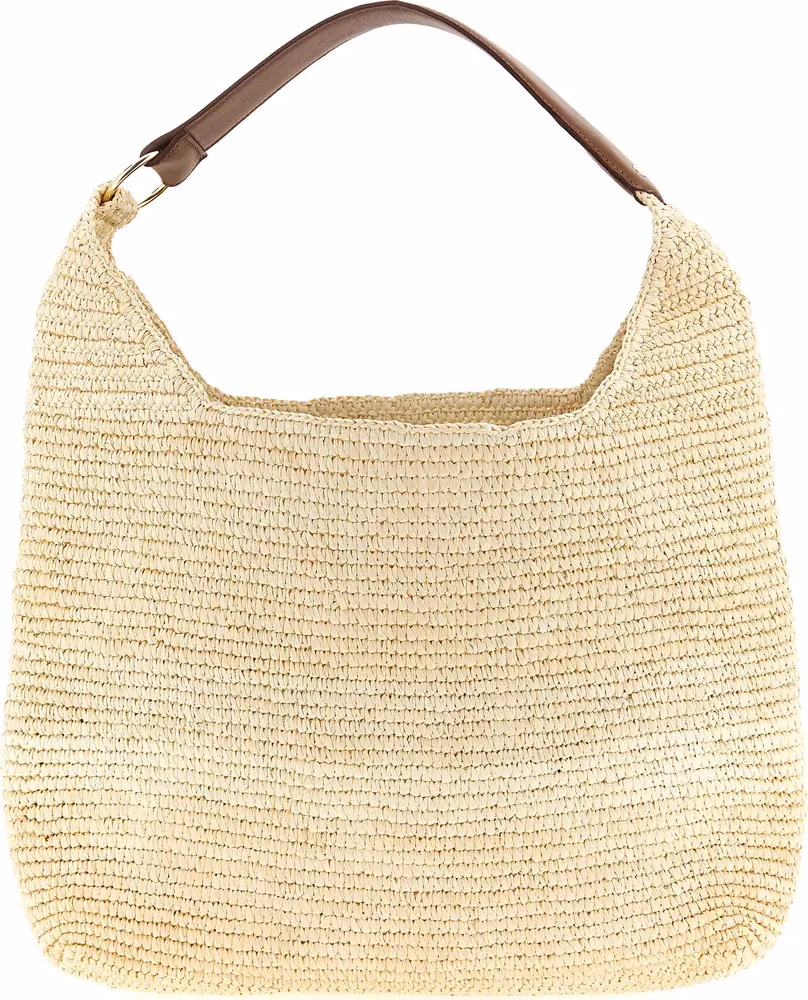 Maison Michel Brown Raffia Shoulder Bag