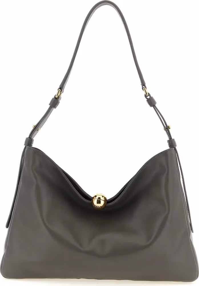 Furla Gray Calfskin Shoulder Bag
