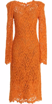 Orange Wool Midi Dress