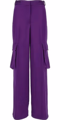 Purple Viscose Cargo Pants