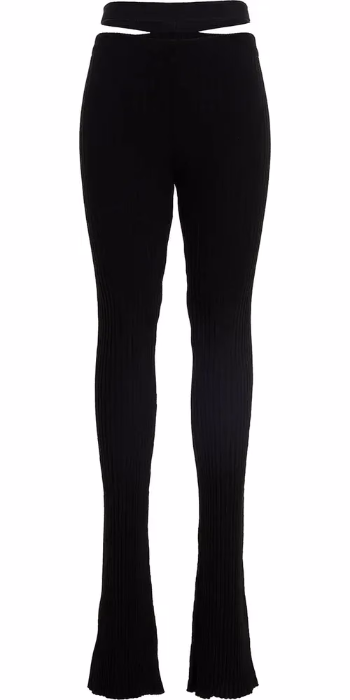 ANDREĀDAMO Black Viscose Flared Pants