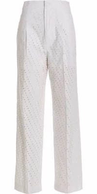 White Cotton Casual Pants