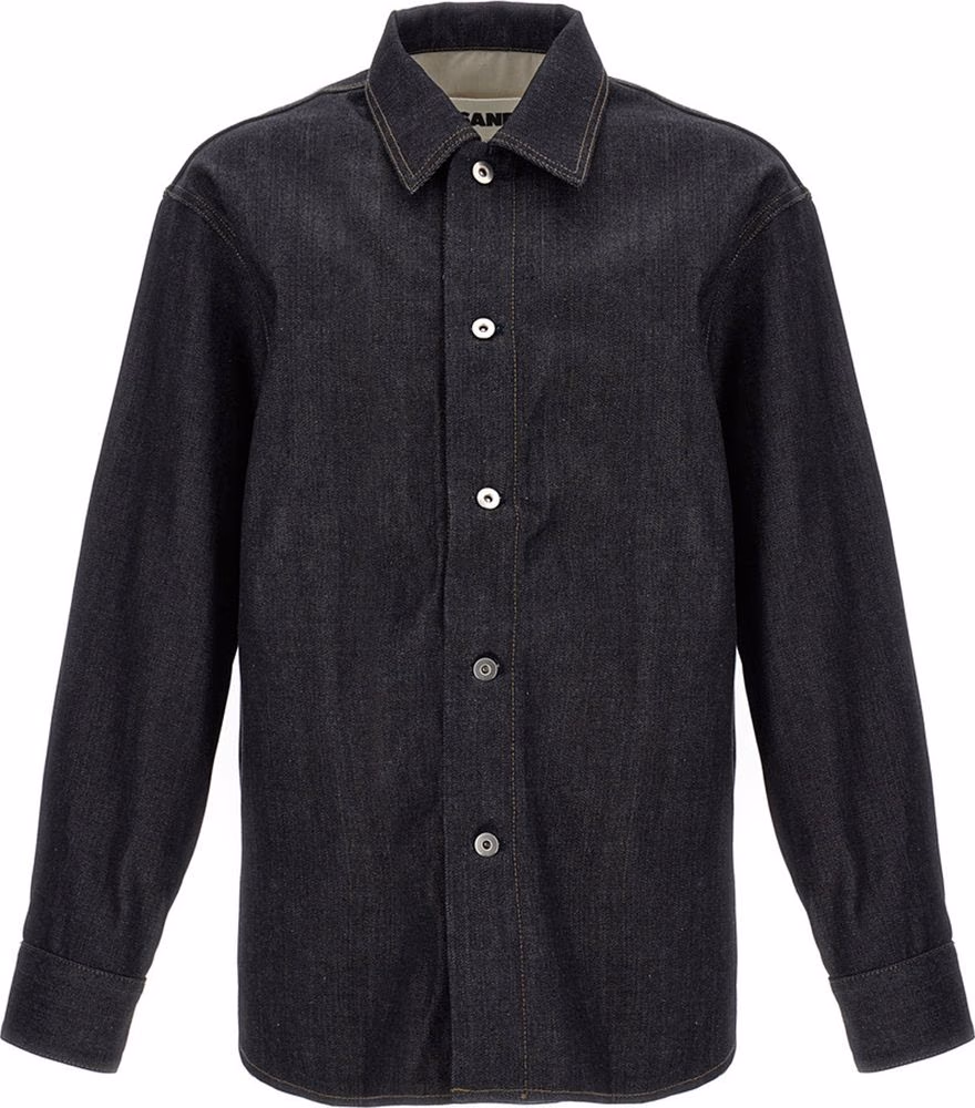 Jil Sander Blue Cotton Blouse