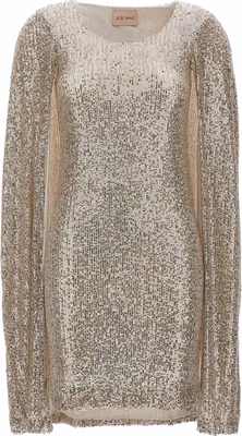 Silver Polyester Short Dress