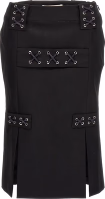 Black Wool Midi Skirt