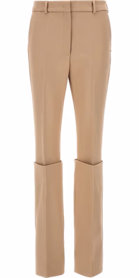 Beige Polyester Dress Pants