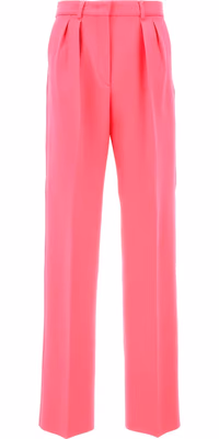Fuchsia Virgin Wool Casual Pants