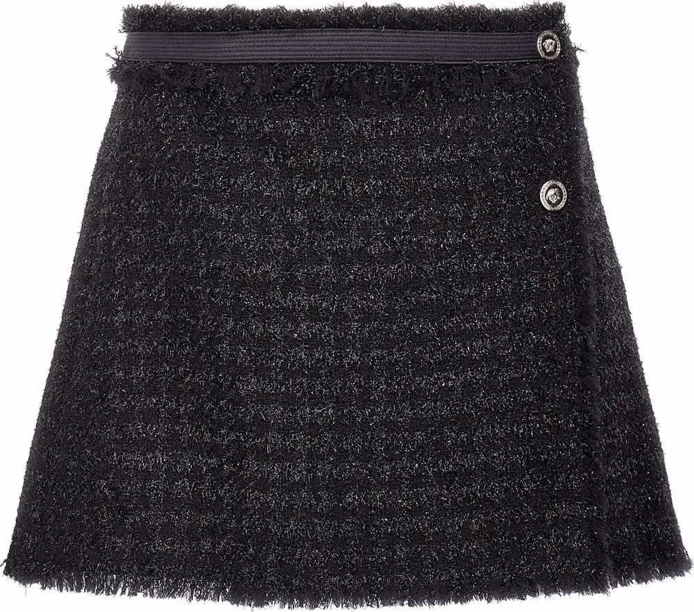 Versace Black Virgin Wool Long Skirt