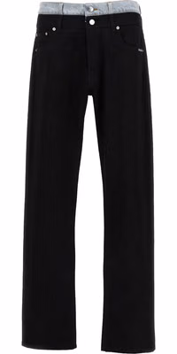 Black Cotton Straight-Leg Jeans