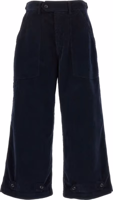 Blue Cotton Casual Pants