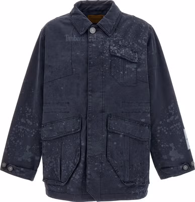 Blue Cotton Full-Length Jacket