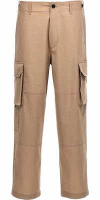 Beige Polyester Cargo Pants