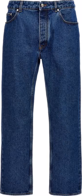 Blue Cotton Straight-Leg Jeans