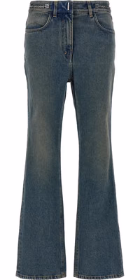 Blue Cotton Bootcut Jeans