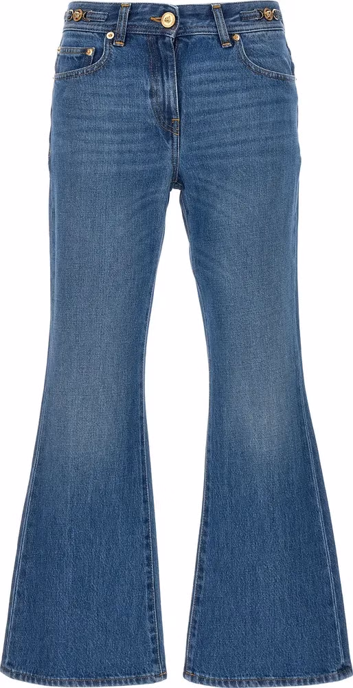 Versace Blue Cotton Flared Jeans