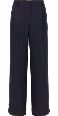 Blue Viscose Casual Pants