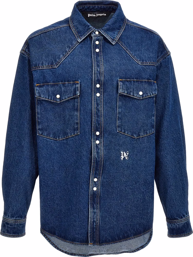Palm Angels Blue Polyester Denim Jacket