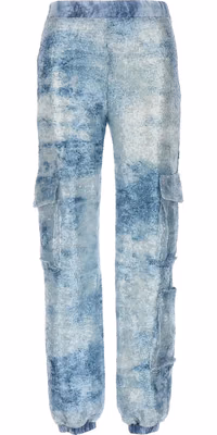 Blue Polyester Cargo Pants