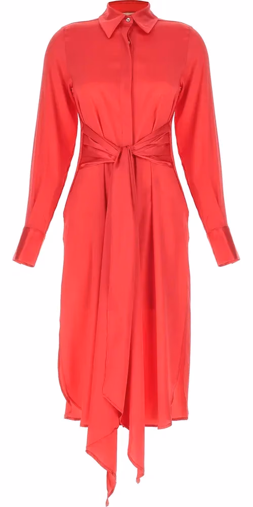LE TWINS Fuchsia Silk Long Dress
