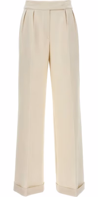 White Virgin Wool Casual Pants