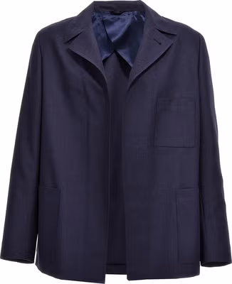 Blue Virgin Wool Full-Length Jacket