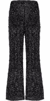 Black Polyester Flared Pants