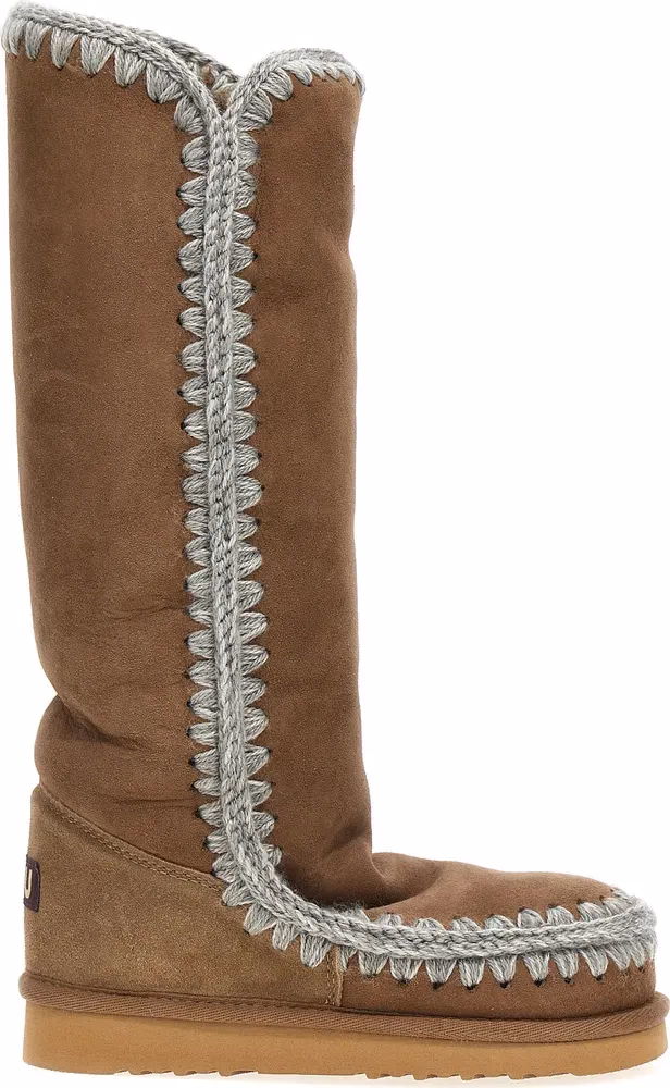 Mou Brown Lamb Leather Over The Knee
