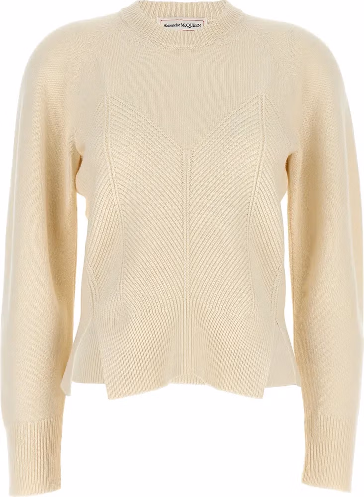 Alexander McQueen White Wool Cardigan