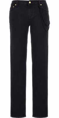 Black Cotton Straight-Leg Jeans