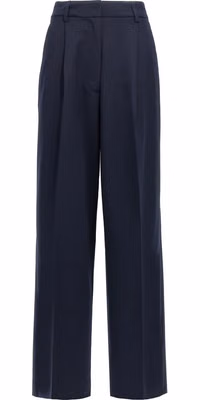 Blue Polyester Casual Pants